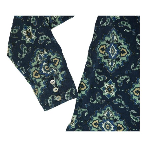 La Cabana Women's Shirt Button Down Polyester Paisley Print Navy Long Sleeve L - Picture 4 of 4